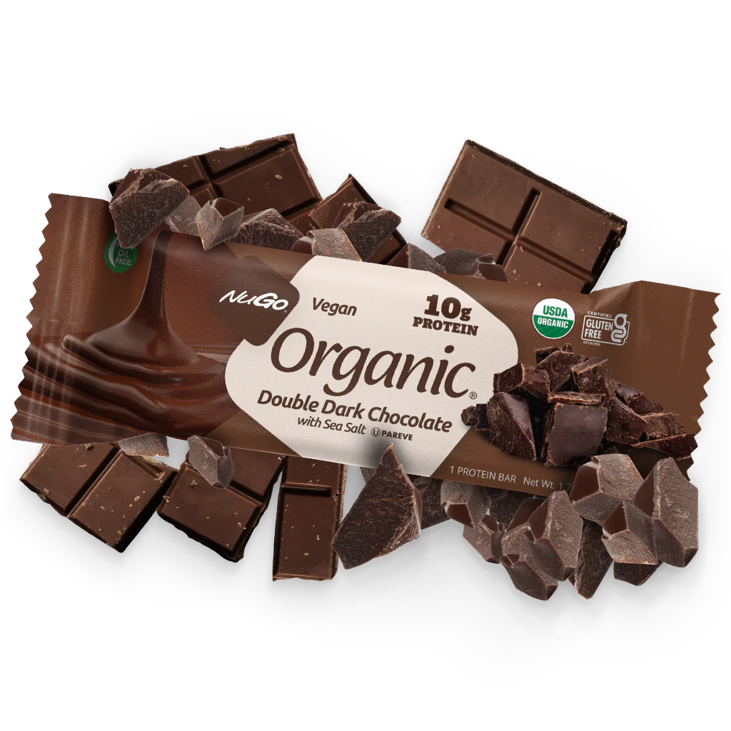 NuGo Organic Double Dark Chocolate with Sea Salt High Protein Snack Bar 50g