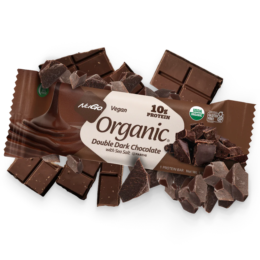 NuGo Organic Double Dark Chocolate with Sea Salt High Protein Snack Bar 50g