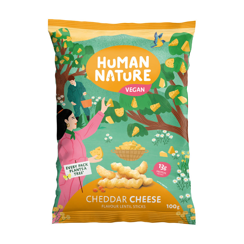 Human Nature Cheddar Cheese Flavour Lentil Sticks 100g