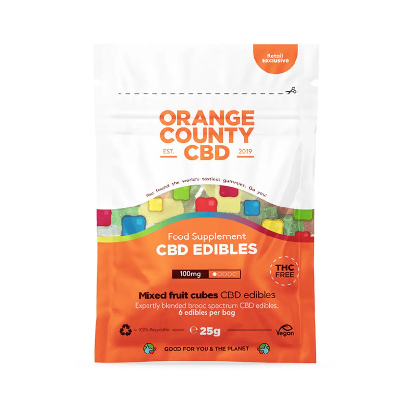 Orange County CBD Gummy Cubes Mixed Fruit 25g