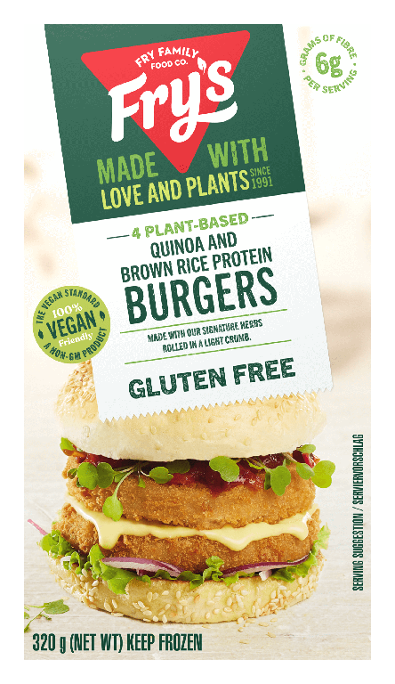 Fry's Gluten Free Quinoa and Brown Rice Protein Burgers - 320g